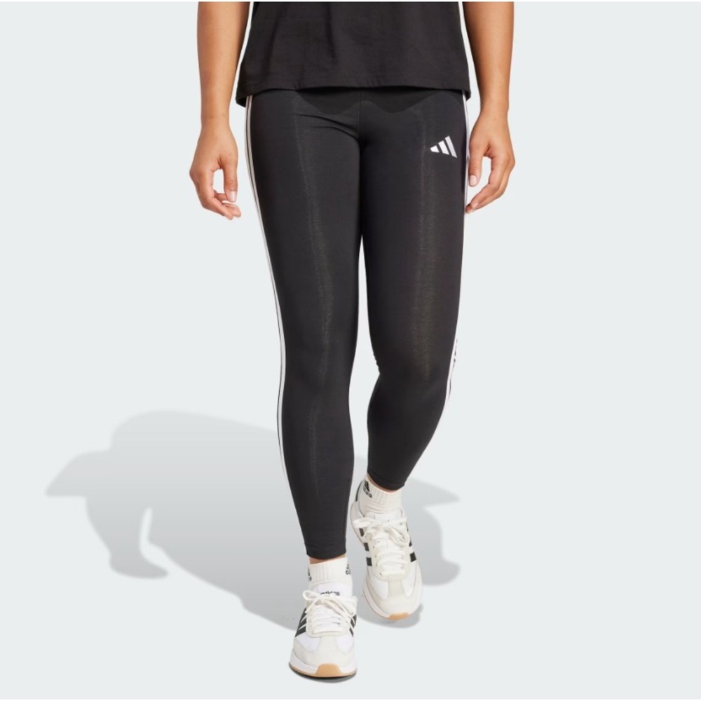 Adidas Womens Tights Black White 3-Stripes SJ LEG JE0072 Medium